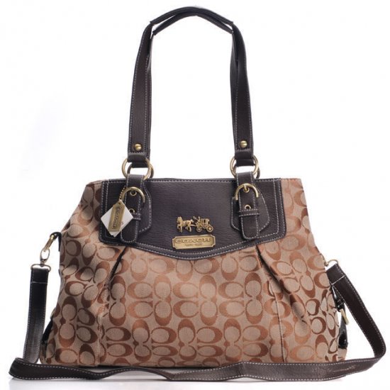 Coach Madison Madeline East West Large Coffee Satchels BXD | Women - Click Image to Close